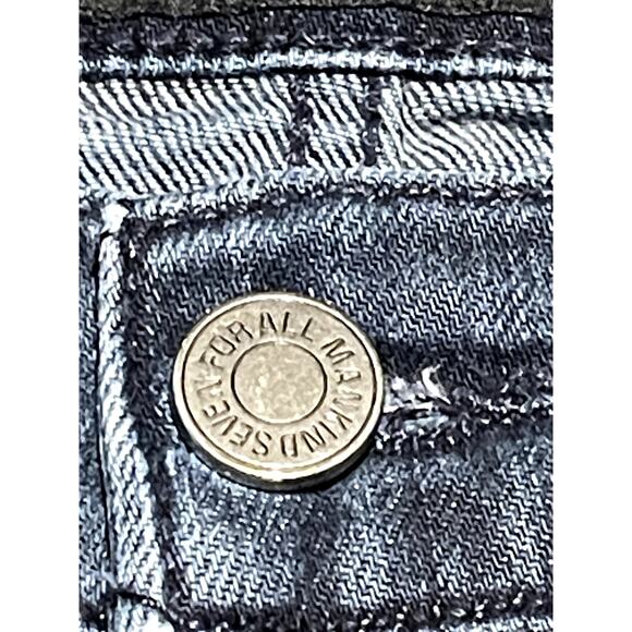7 for all Mankind The Straight Womens 5 Pocket Jeans 32 Dark Wash Distressed EUC - Picture 7 of 16